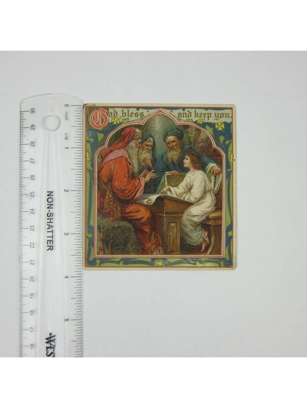 Victorian Greeting Card Religious God Bless Jesus Teach Old Men Embossed Antique